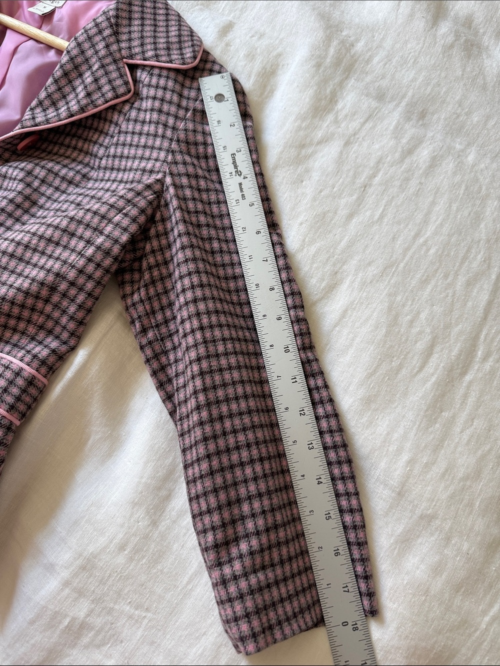 Halogen Pink Houndstooth Blazer Jacket Taylored Workwear Wool Women’s Size M - Picture 9 of 10